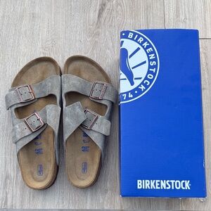 Birkenstock Men's Gray Suede Sandals